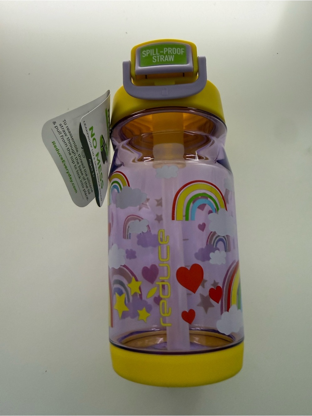 Reduce Kids Rainbow Spill-Proof Straw Bottle - Purple & Yellow